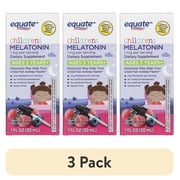 3 pack Equate Childrens Melatonin Dietary Supplement Liquid for Sleep Support, Natural Mixed Berry Flavor, 1 mg, 1 fl oz