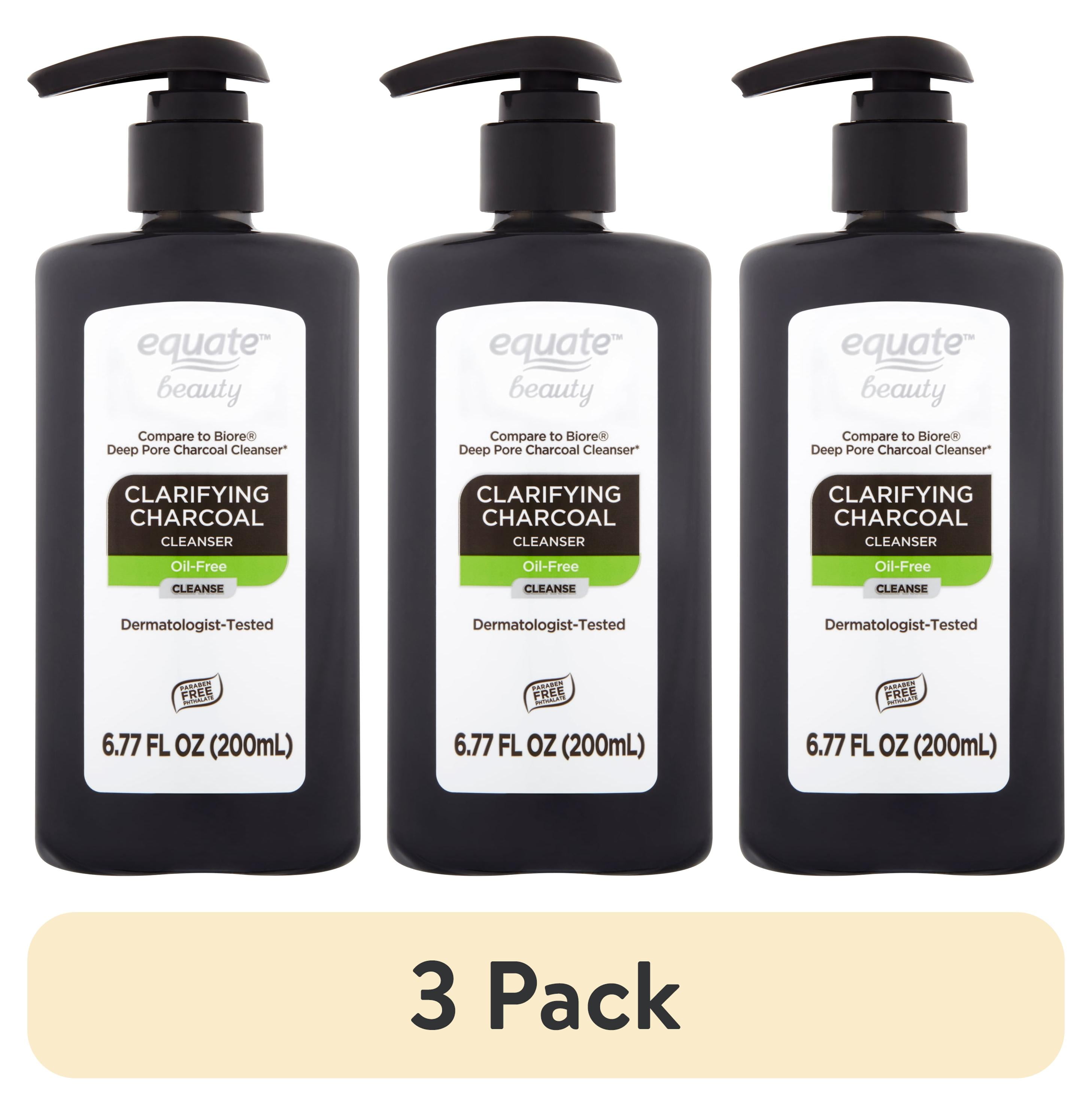 (3 pack) Equate Clarifying Charcoal Cleanser for Face Care, 6.77 fl oz, Compare to Biore® Deep Pore Charcoal Cleanser