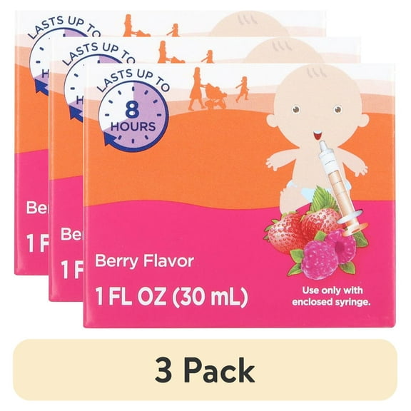 (3 pack) Equate Infants' Dye-Free Ibuprofen Oral Suspension Concentrated Drops, 50 mg, Berry Flavor, Ages 6 Mos to 23 Mos, 1 fl oz, Compare to Concentrated Motrin Infants' Drops Active Ingredient