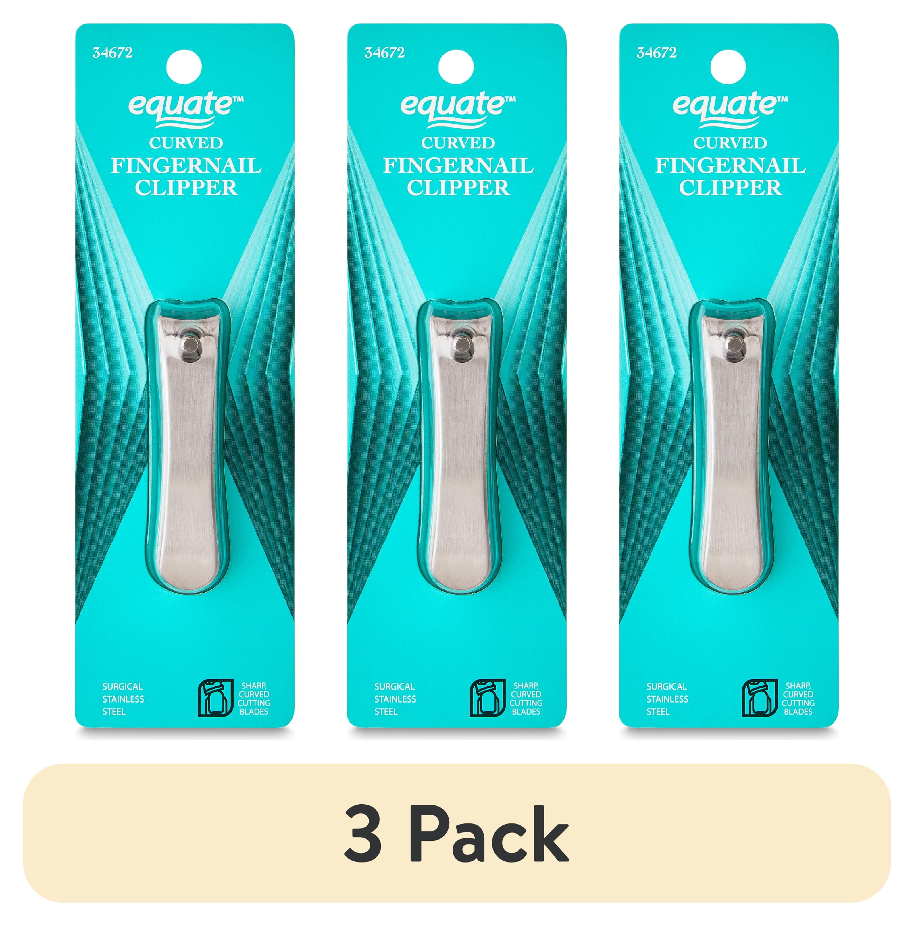(3 pack) Equate Stainless Steel Curved-Edge Fingernail Clippers, 1 Count