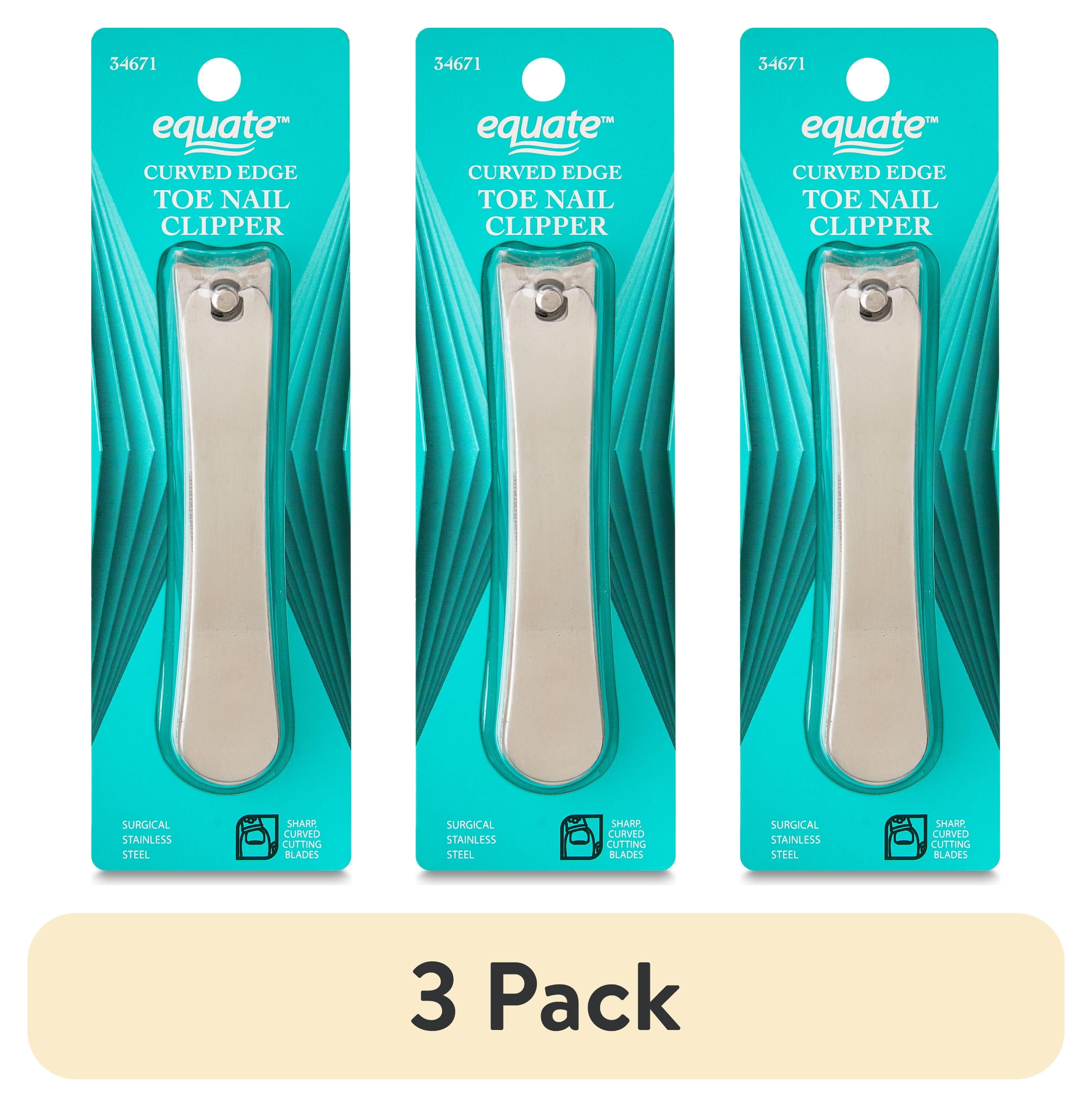 (3 pack) Equate Metal Curved-Edge Toenail Clippers, 1 Count