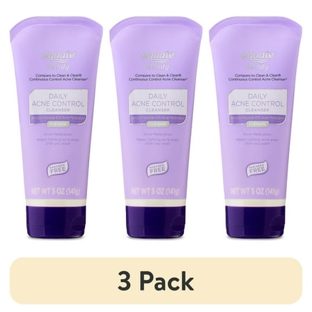 (3 pack) Equate Beauty Daily Acne Control Cleanser, 5 oz, Compare to Clean & Clear Continuous Control Acne Cleanser