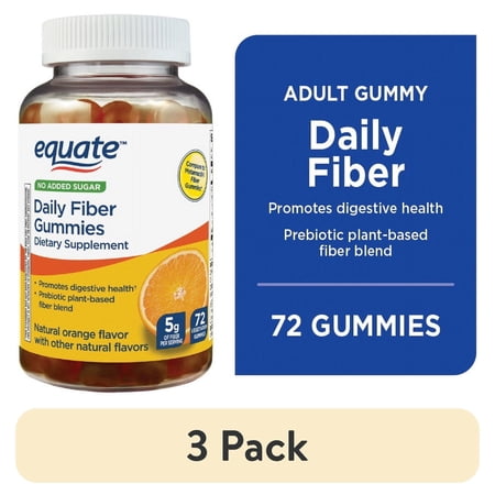 (3 pack) Equate Daily Fiber Supplement Gummies, 5 mg, 72 Count