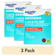 (3 pack) Equate Decongestant-Free Cold and Flu HBP Tablets for People with High Blood Pressure, 20 Count, Compare to Coricidin® HBP Cold & Flu Active Ingredients