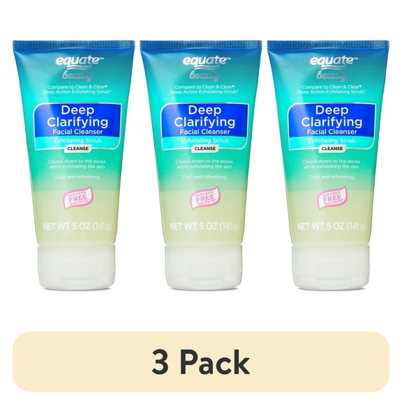 (3 pack) Equate Deep Clarifying Exfoliating Scrub for Acne Care, 5 oz, Compare to Clean & Clear® Deep Action Exfoliating Scrub