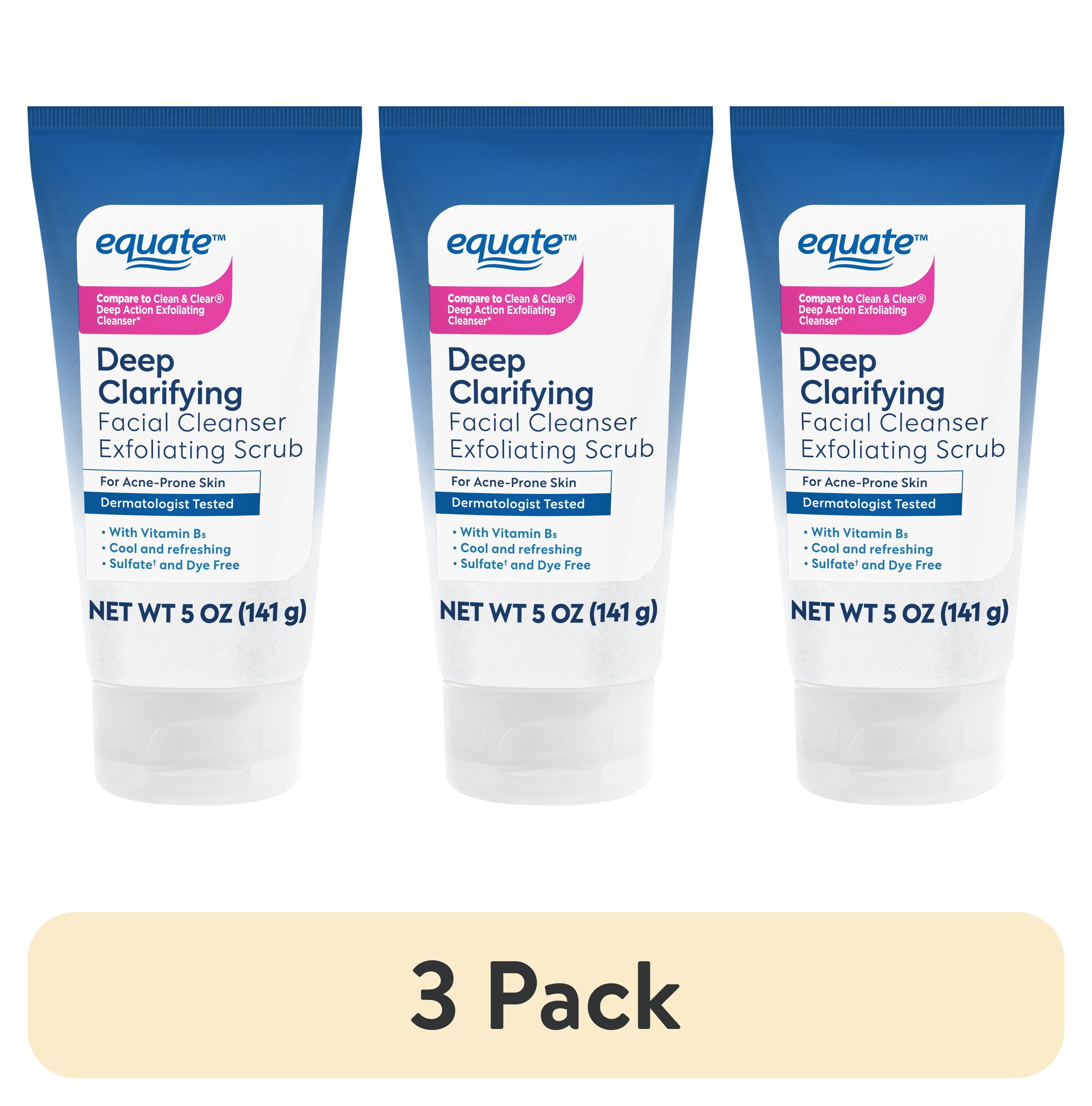 (3 pack) Equate Facial Cleanser Exfoliating Scrub with Deep Clarifying Ingredients, 5 oz