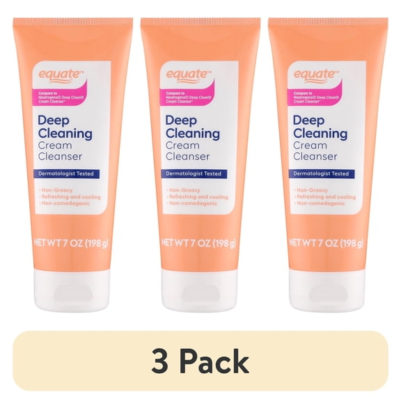 (3 pack) Equate Deep Cleaning Cream Cleanser, 7 oz