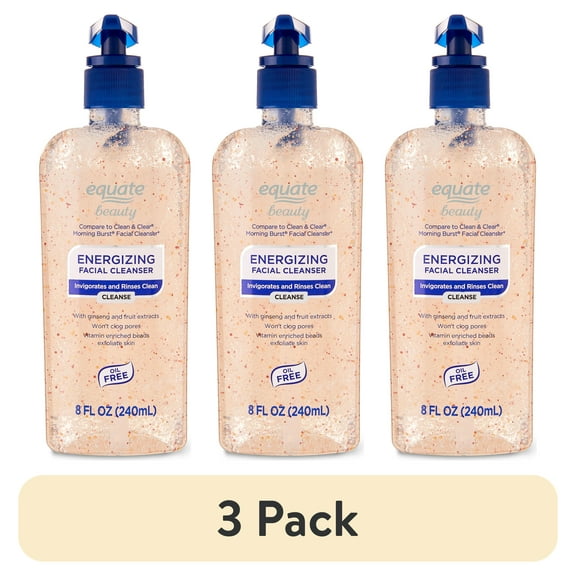 (3 pack) Equate Energizing Facial Cleanser for Face Care, 8 fl oz, Compare to Clean & Clear® Morning Burst® Facial Cleanser