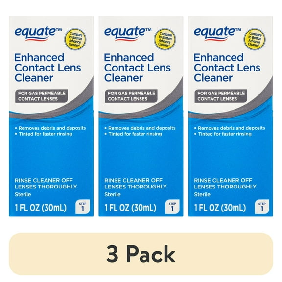 (3 pack) Equate Enhanced Hard Contact Lens Conditioning Solution Step 1, 1 fl oz, Compare to Boston Advance Cleaner