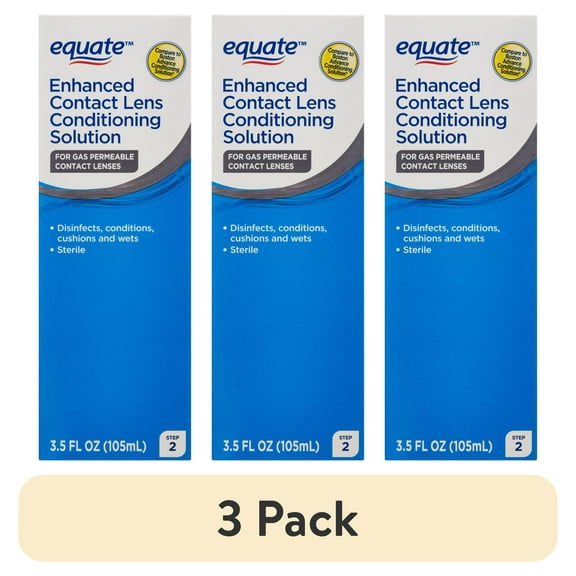(3 pack) Equate Enhanced Hard Contact Lens Conditioning Solution Step 2, 3.5 fl oz, Compare to Boston Advance Conditioning Solution