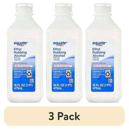 (3 pack) Equate 70% Ethyl Rubbing Alcohol Antiseptic, 16 fl oz