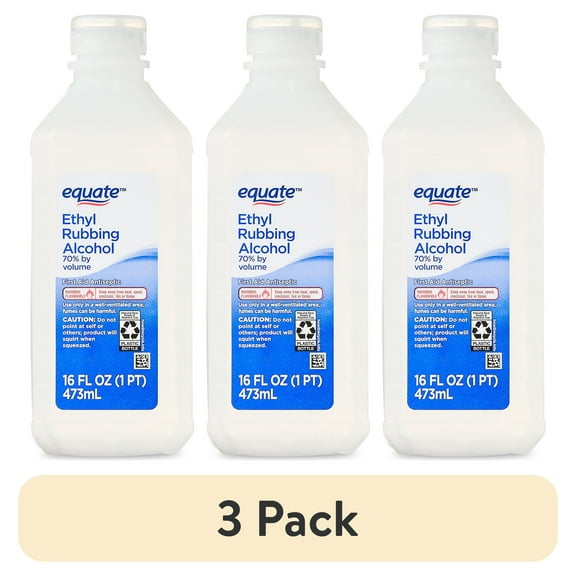 (3 pack) Equate 70% Ethyl Rubbing Alcohol Antiseptic, 16 fl oz