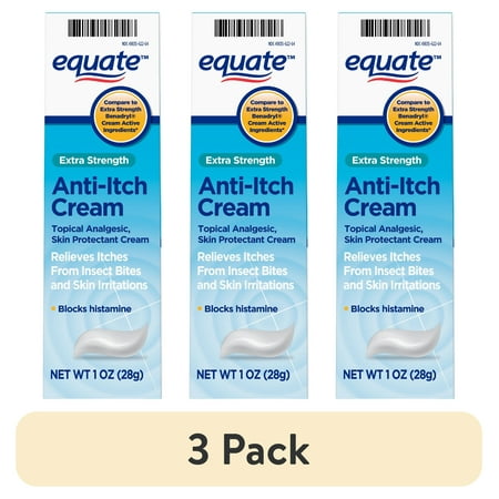 (3 pack) Equate Extra Strength Anti-Itch and Skin Protectant Cream Diphenhydramine HCl 2%, 1 oz, Compare to Extra Strength Benadryl® Cream Active Ingredient