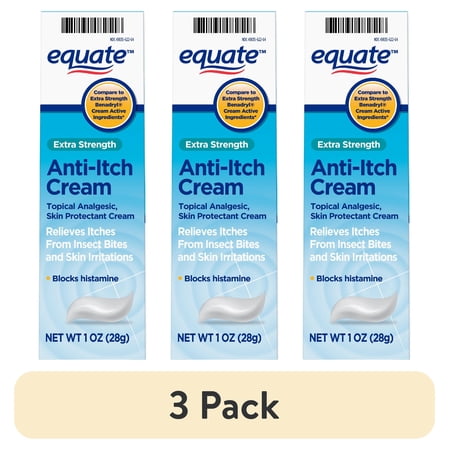 (3 pack) Equate Extra Strength Anti-Itch and Skin Protectant Cream Diphenhydramine HCl 2%, 1 oz, Compare to Extra Strength Benadryl® Cream Active Ingredient