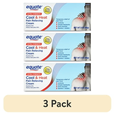 (3 pack) Equate Extra Strength Cool & Heat Pain Relieving Cream Menthol 10% Methyl Salcylate 30%, 3 oz, Compare to Icy Hot® Cream Active Ingredients