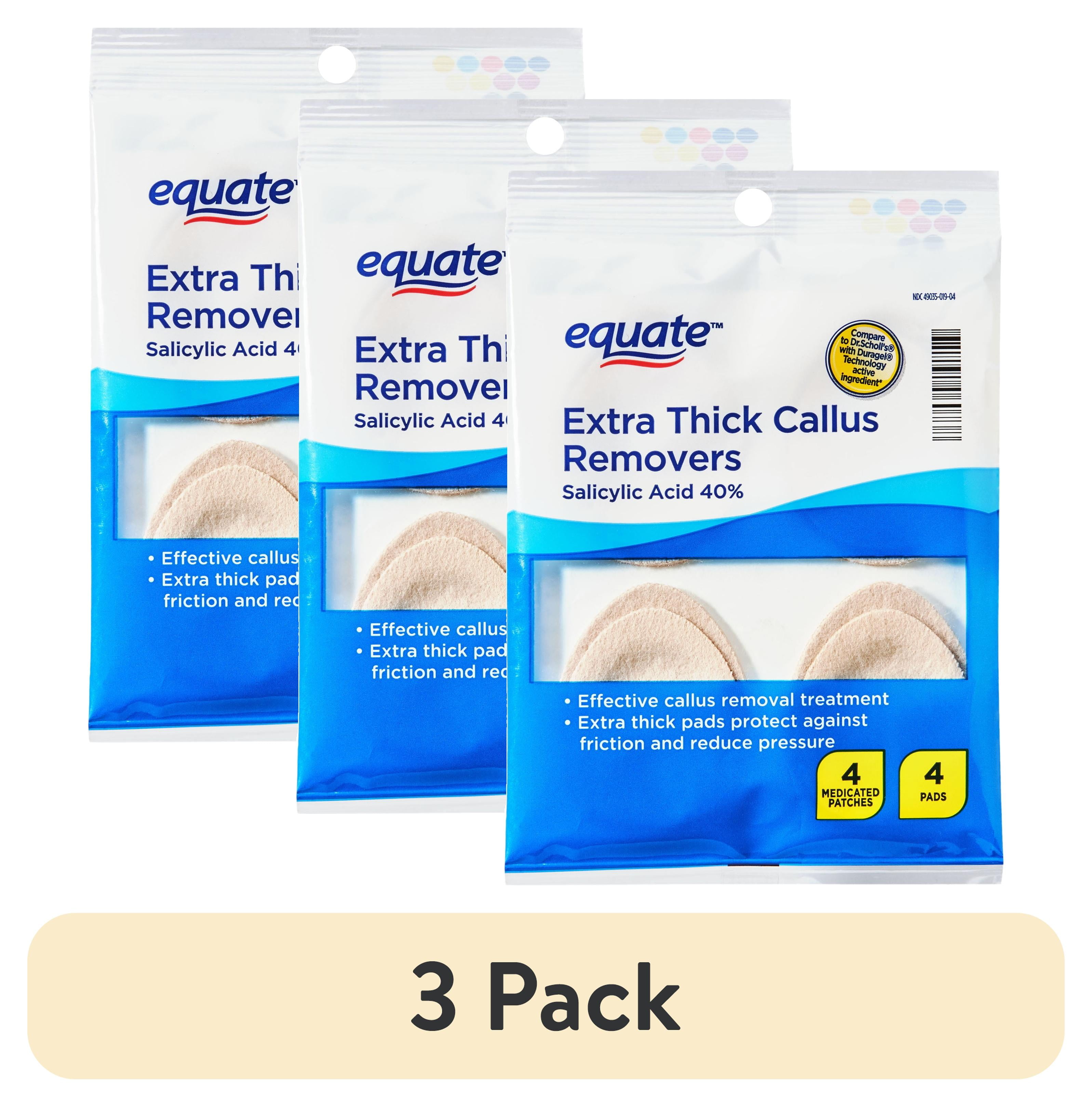 (3 pack) Equate Extra Thick Callus Removers with Pads, Large, 8 Count, Compare to Dr Scholl's® with Duragel® Technology Active Ingredient