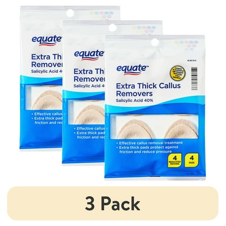 (3 pack) Equate Extra Thick Callus Removers with Pads, Large, 8 Count, Compare to Dr Scholl's® with Duragel® Technology Active Ingredient