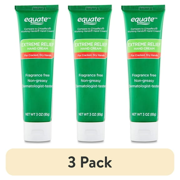 (3 pack) Equate Extreme Relief Hand Cream, 3 fl oz, Compare to O'Keeffe's® Working Hands® Cream