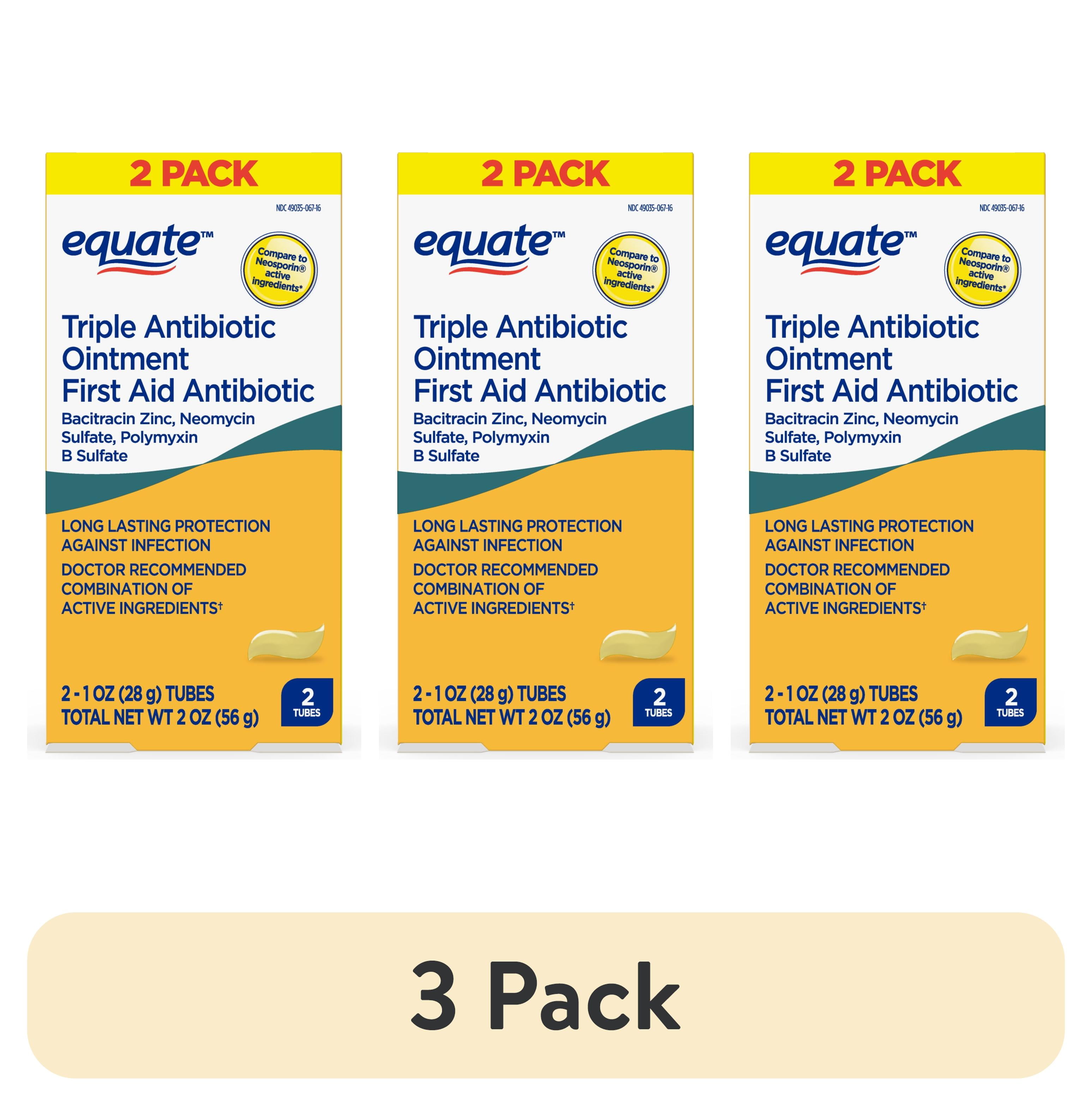 (3 pack) Equate Triple Antibiotic First Aid Ointment, 2 oz (2x1 oz), Compare to Neosporin Active Ingredients