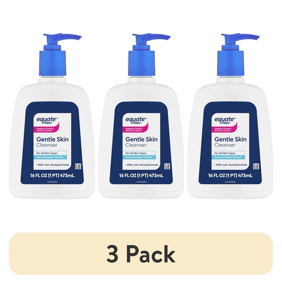 (3 pack) Equate Gentle Skin Cleanser for All Skin Types, 16 fl oz
