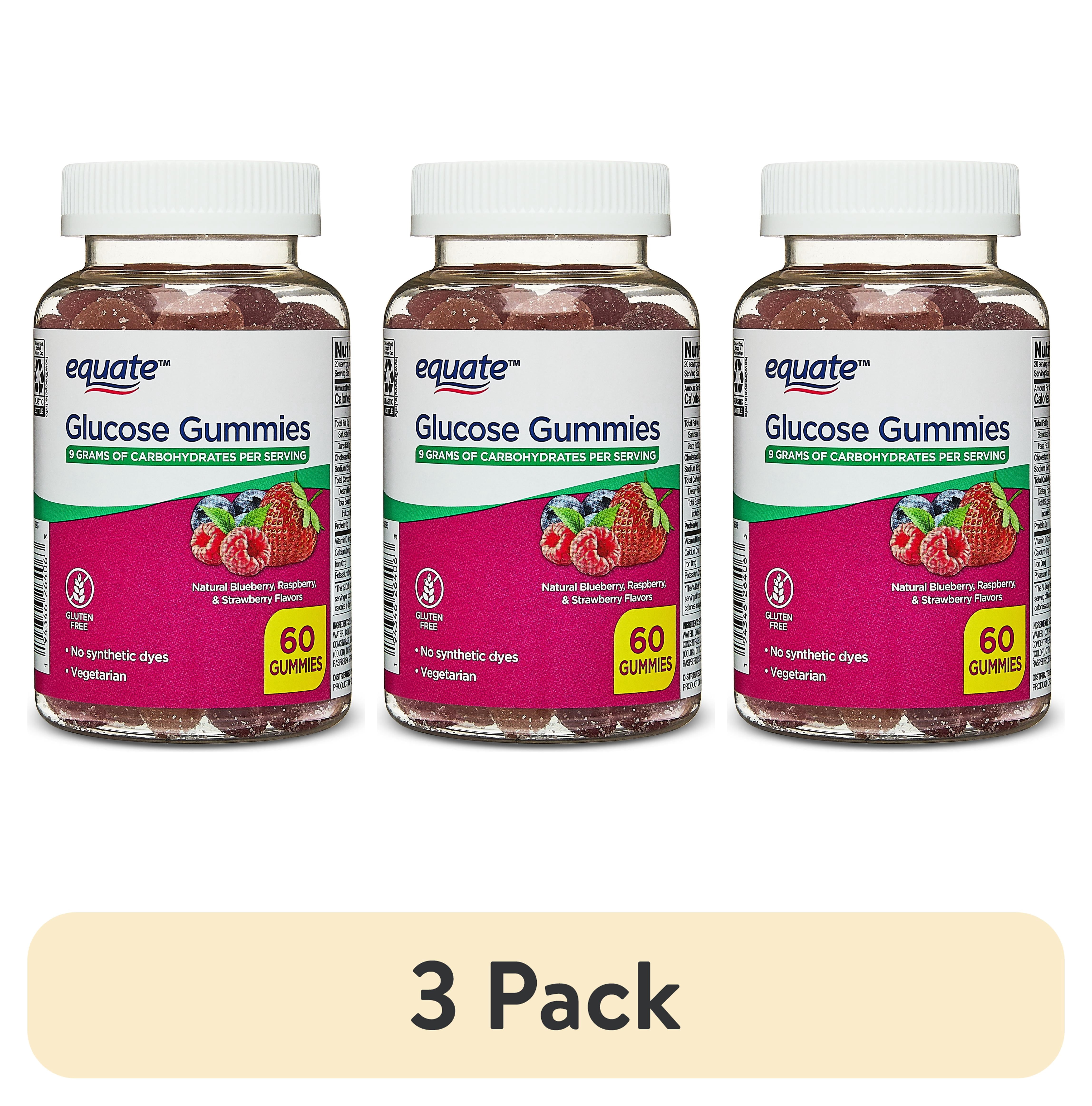 (3 pack) Equate Glucose Gummies, 60 Count