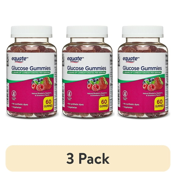 (3 pack) Equate Glucose Gummies, 60 Count
