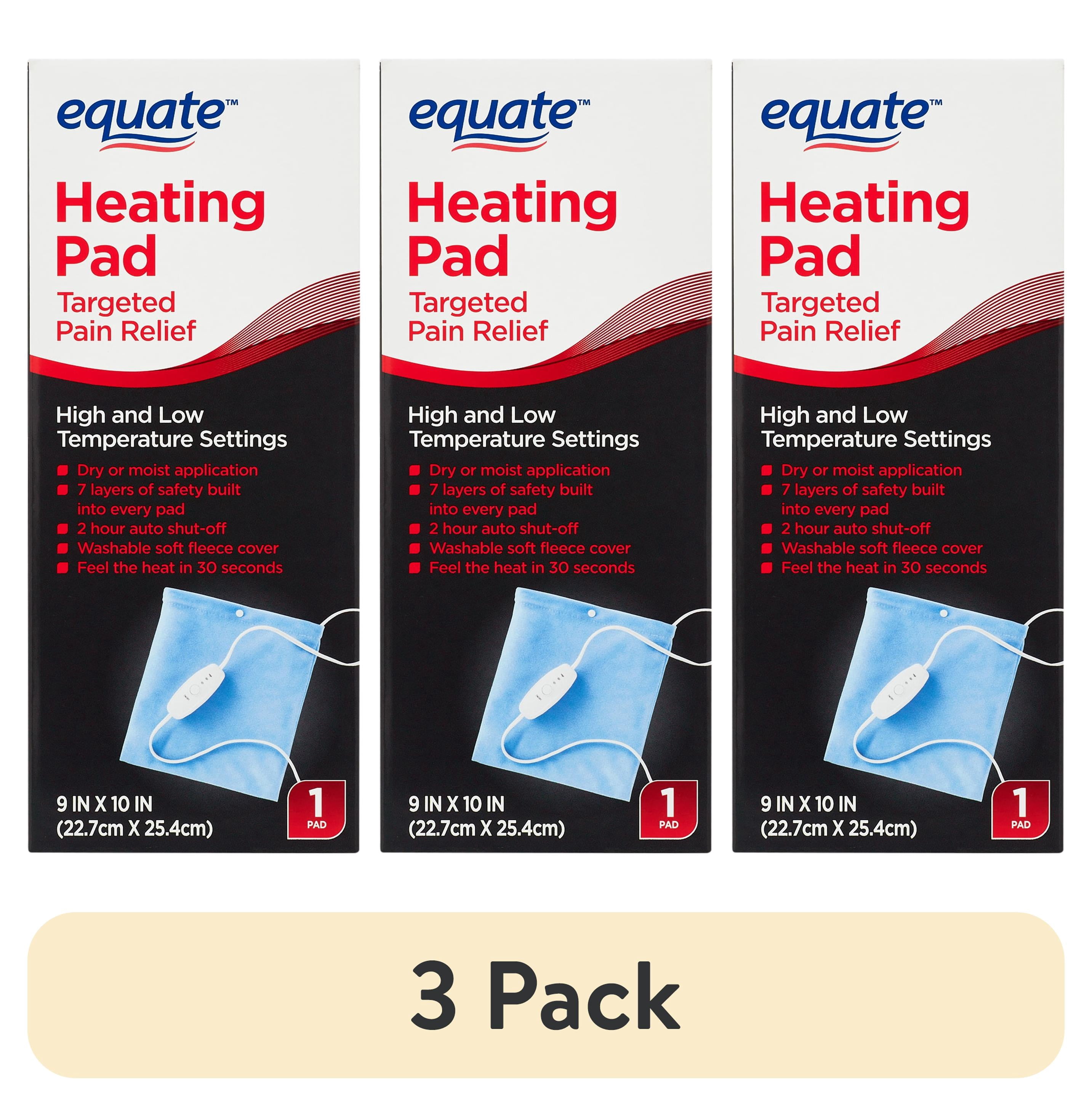 (3 pack) Equate Heating Pad 9" x 10"