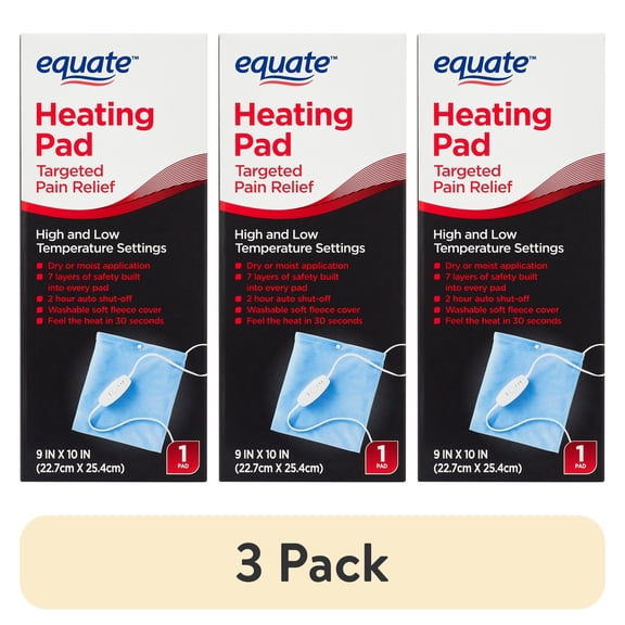 (3 pack) Equate Heating Pad 9" x 10"