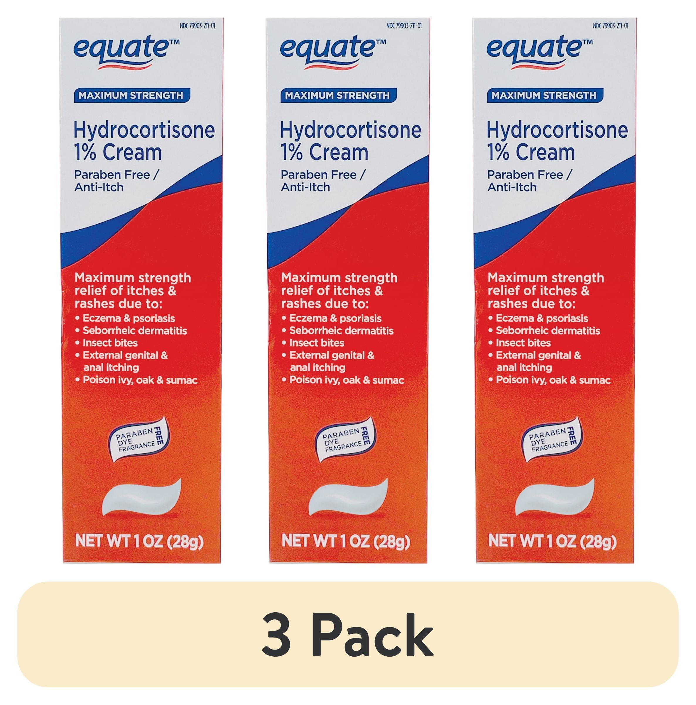 (3 pack) Equate Maximum Strength Anti Itch Hydrocortisone Cream, Paraben Free, 1 oz