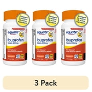(3 pack) Equate Gluten-Free Ibuprofen Fever Reducer Tablets for Body Aches & Pains with 100 Tablets, 200 mg