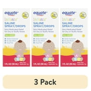 (3 pack) Equate Infants' Saline Spray/Drops, Non-Medicated, All Ages, 1 Fl oz, Compare to Little Remedies® Ingredients