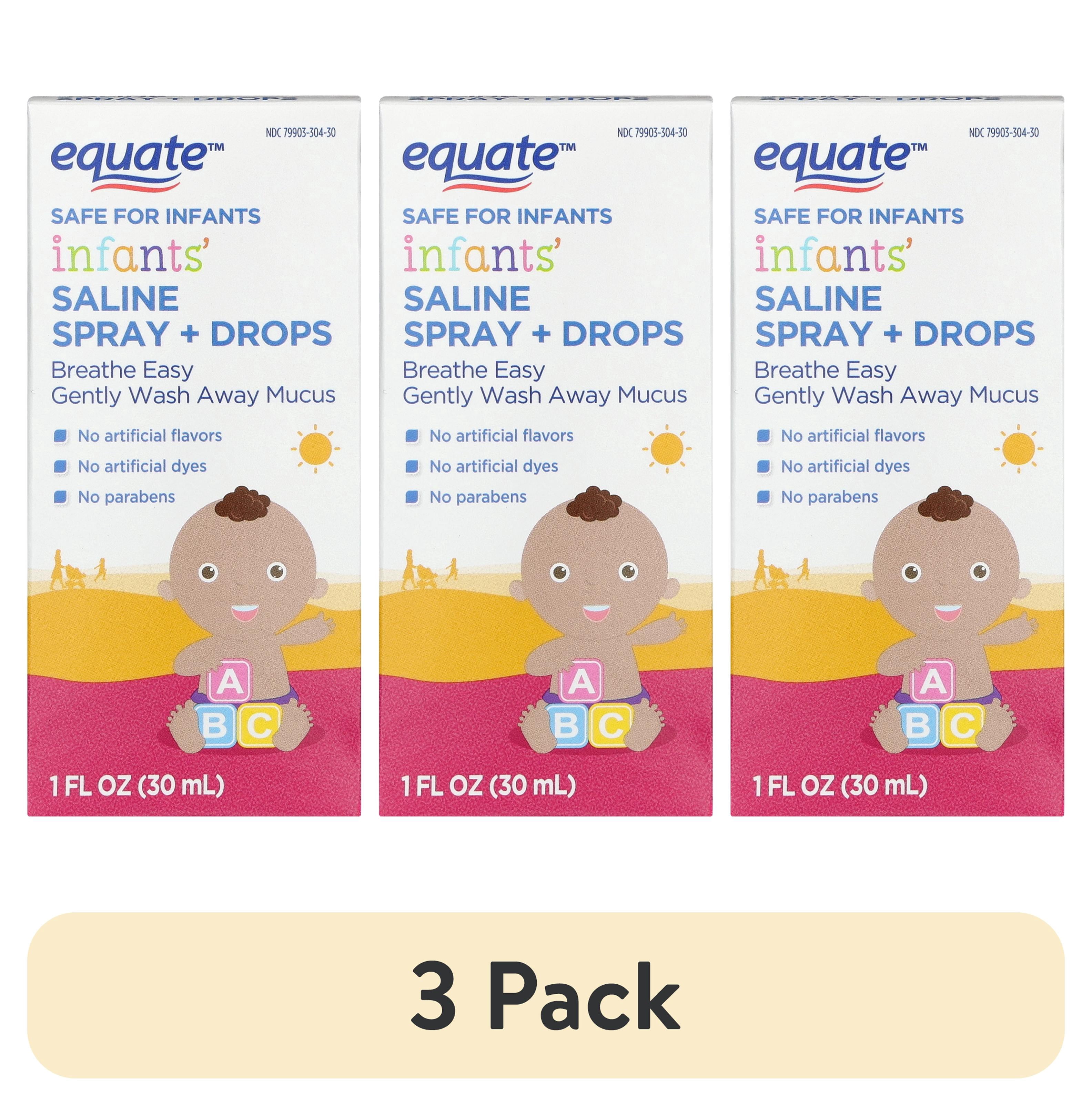 (3 pack) Equate Infants' Saline Spray/Drops, 1 fl oz
