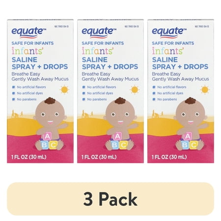 (3 pack) Equate Infants' Saline Spray/Drops, 1 fl oz
