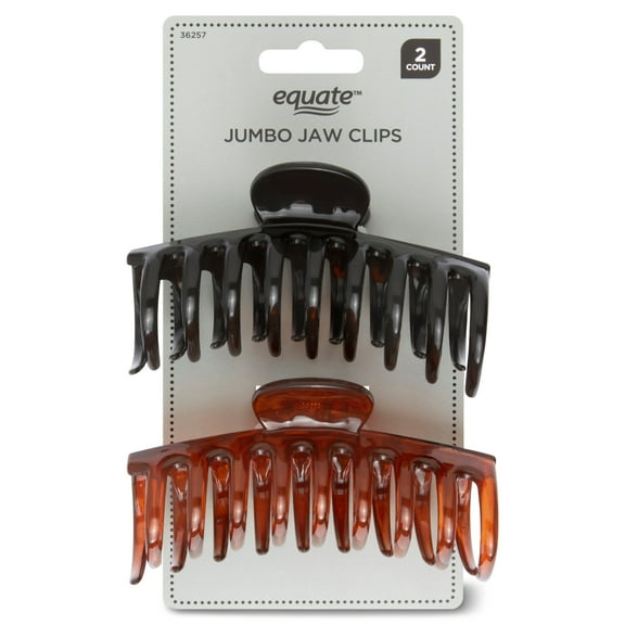 (3 pack) Equate Jumbo Jaw Clips for Long or Thick Hair, 2 Count