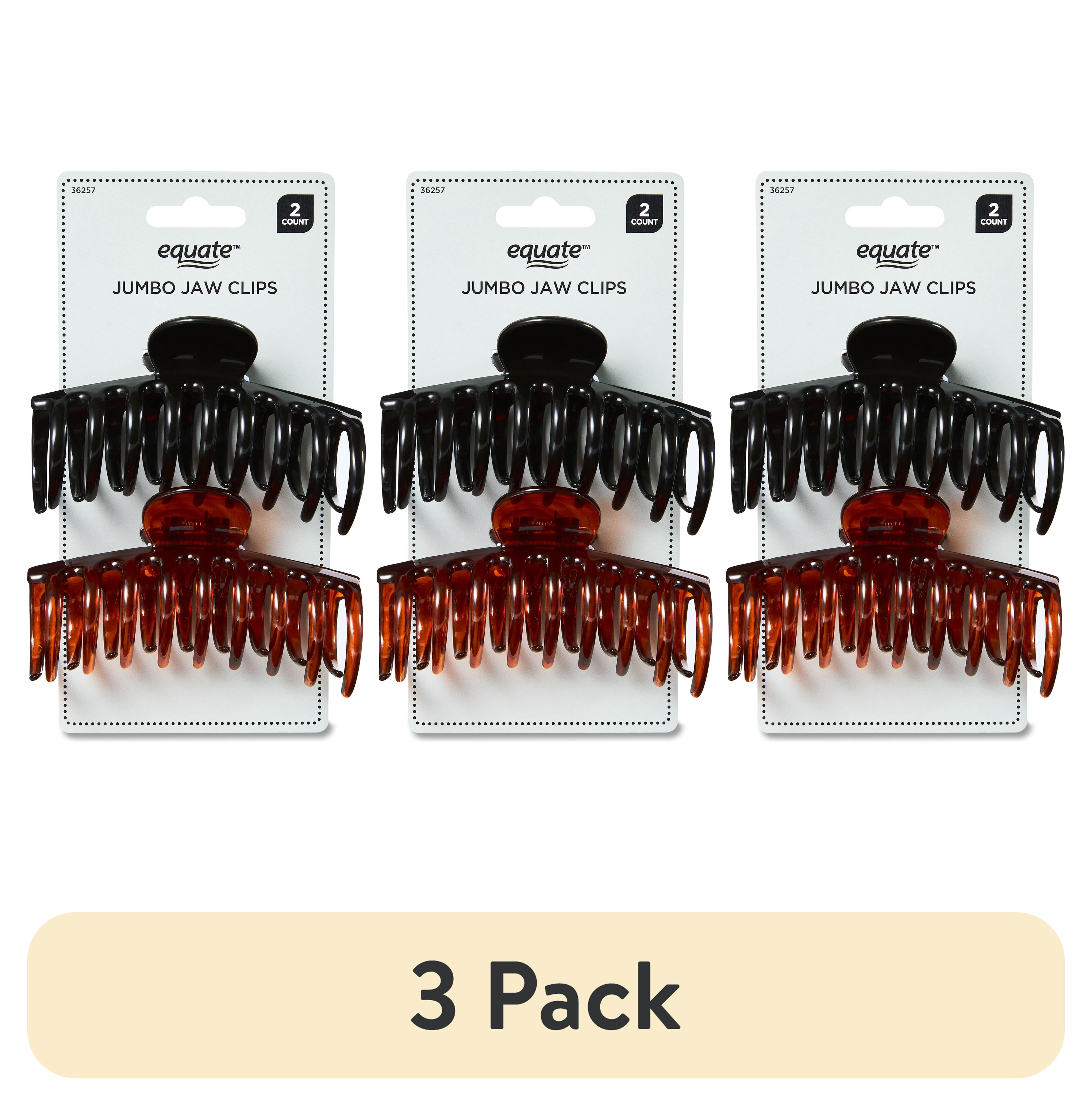 (3 pack) Equate Jumbo Jaw Clips for Long or Thick Hair, 2 Count