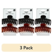 (3 pack) Equate Jumbo Jaw Clips for Long or Thick Hair, 2 Count