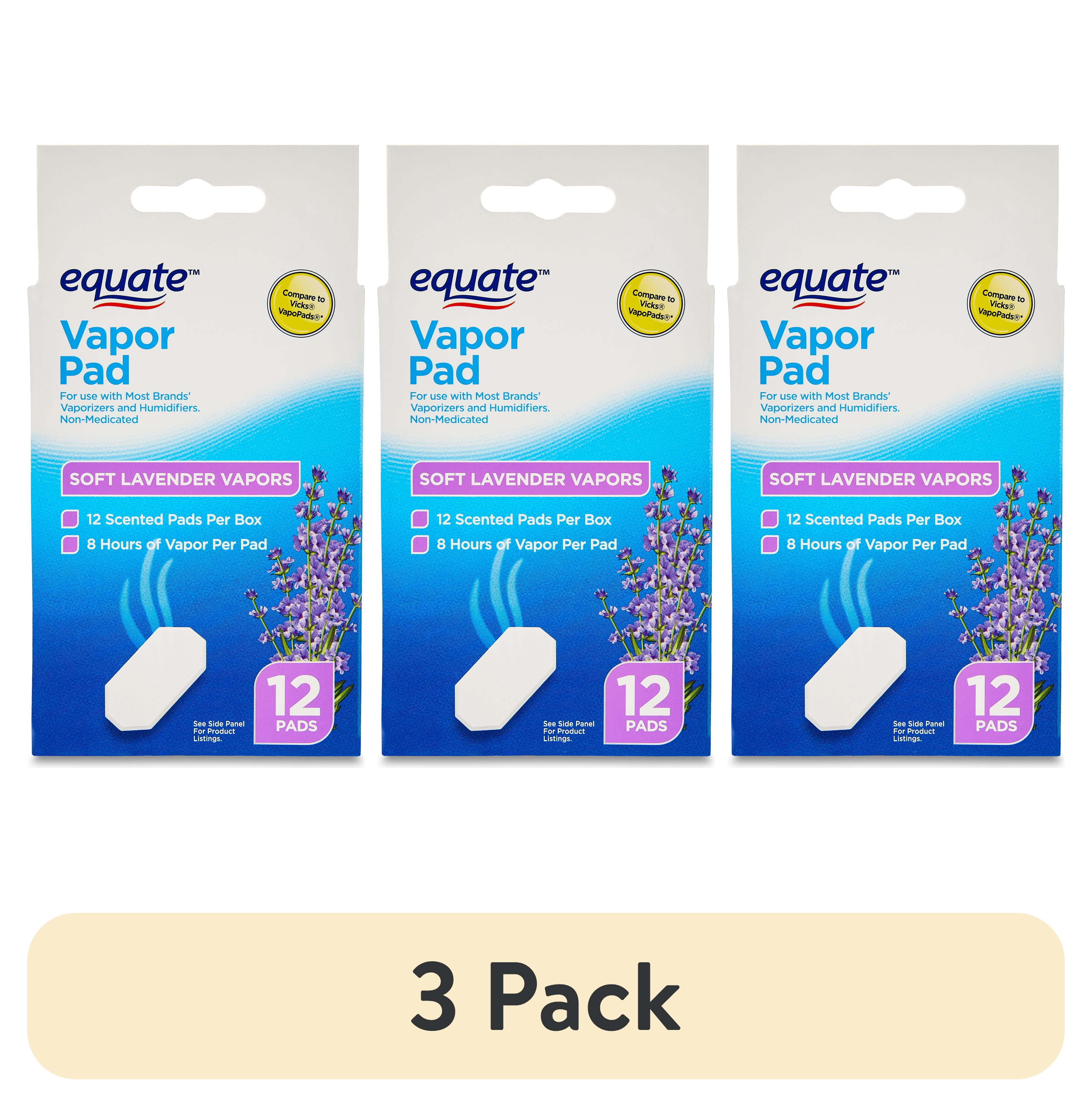(3 pack) Equate Vapor Pad with Soft Lavender Vapors, For Use in Vaporizers and Humidifiers, 12 Count, Compare to Vicks Vapo Pads