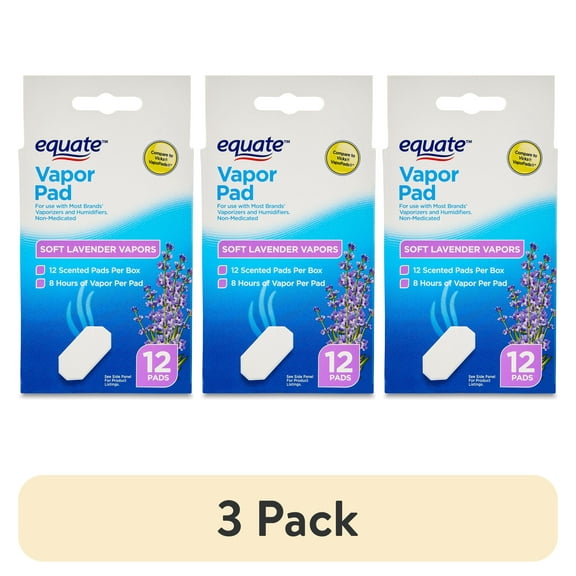 (3 pack) Equate Vapor Pad with Soft Lavender Vapors, For Use in Vaporizers and Humidifiers, 12 Count, Compare to Vicks Vapo Pads