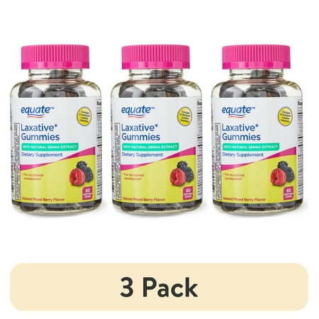 (3 pack) Equate Laxative Gummies with Natural Senna Extract for Occasional Constipation, 60 Count, Compare to Senokot® Laxative Gummies