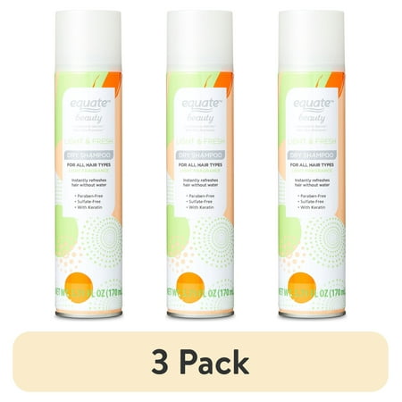 (3 pack) Equate Light & Fresh Dry Shampoo, 5.71 fl oz, Compare to Batiste Bare Dry Shampoo