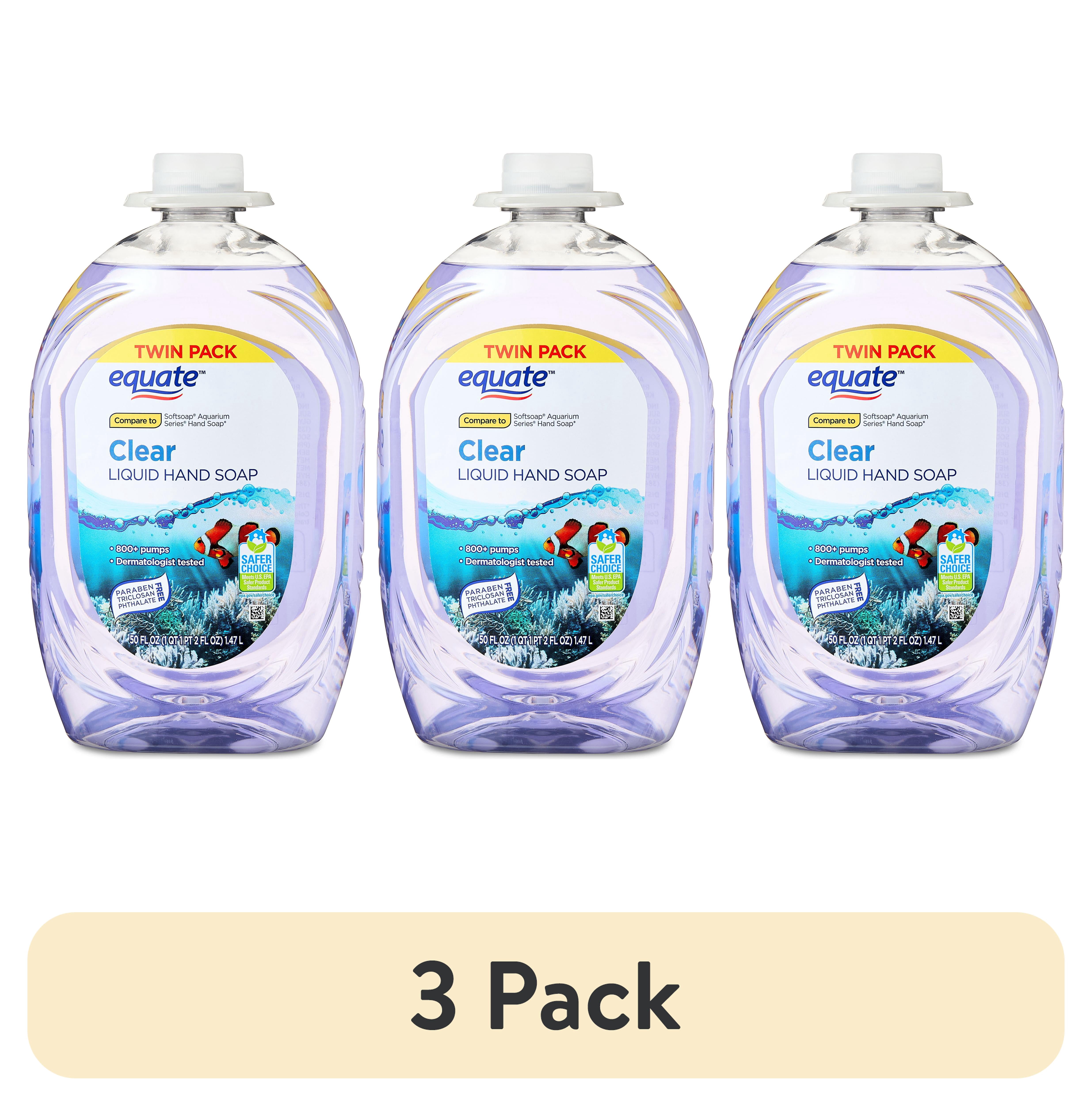 (3 pack) Equate Liquid Hand Soap, Clear, 50 fl oz Twin Pack