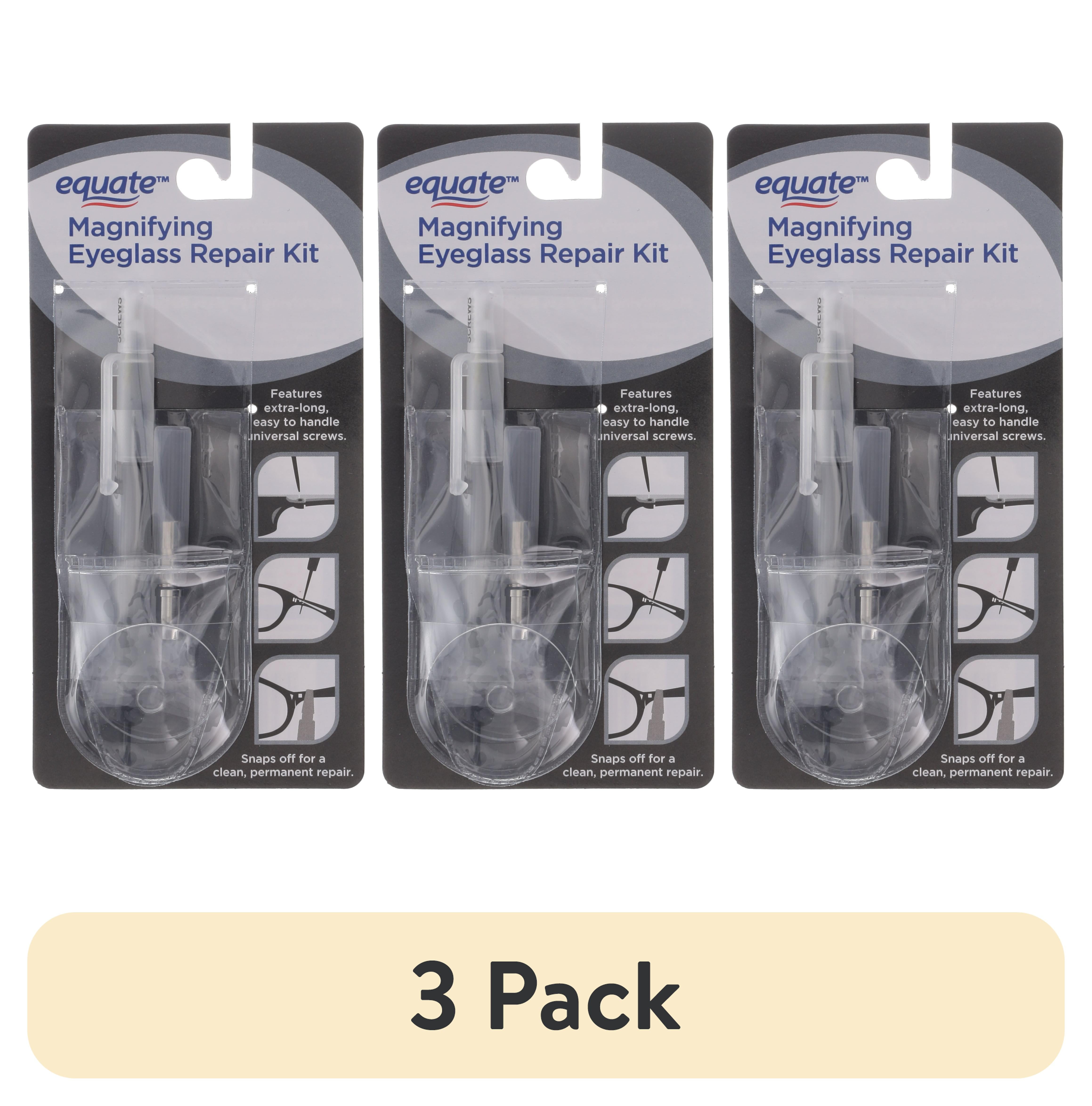 (3 pack) Equate Magnifying Eyeglass Kit with Metal Screws, Screwdriver, Magnifier, and Storage Pouch, 1 Count