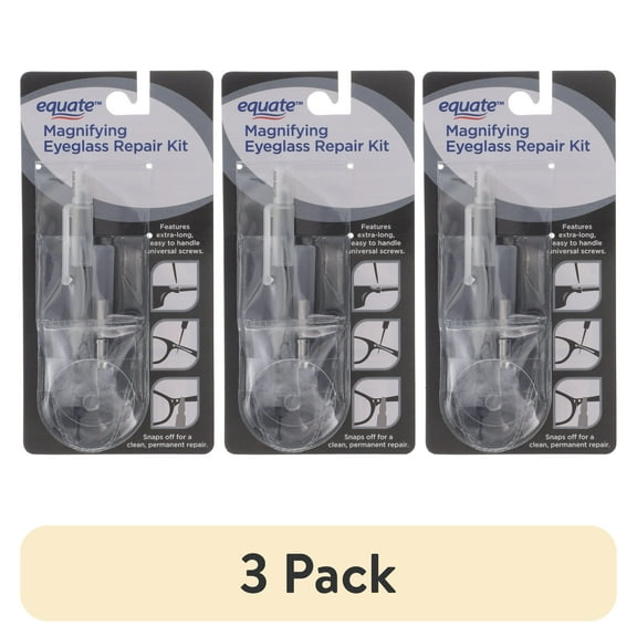 (3 pack) Equate Magnifying Eyeglass Kit with Metal Screws, Screwdriver, Magnifier, and Storage Pouch, 1 Count