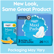 (3 pack) Equate Maxi Pads with Wings, Size 3, Extra Long Super Protection (26 Count)