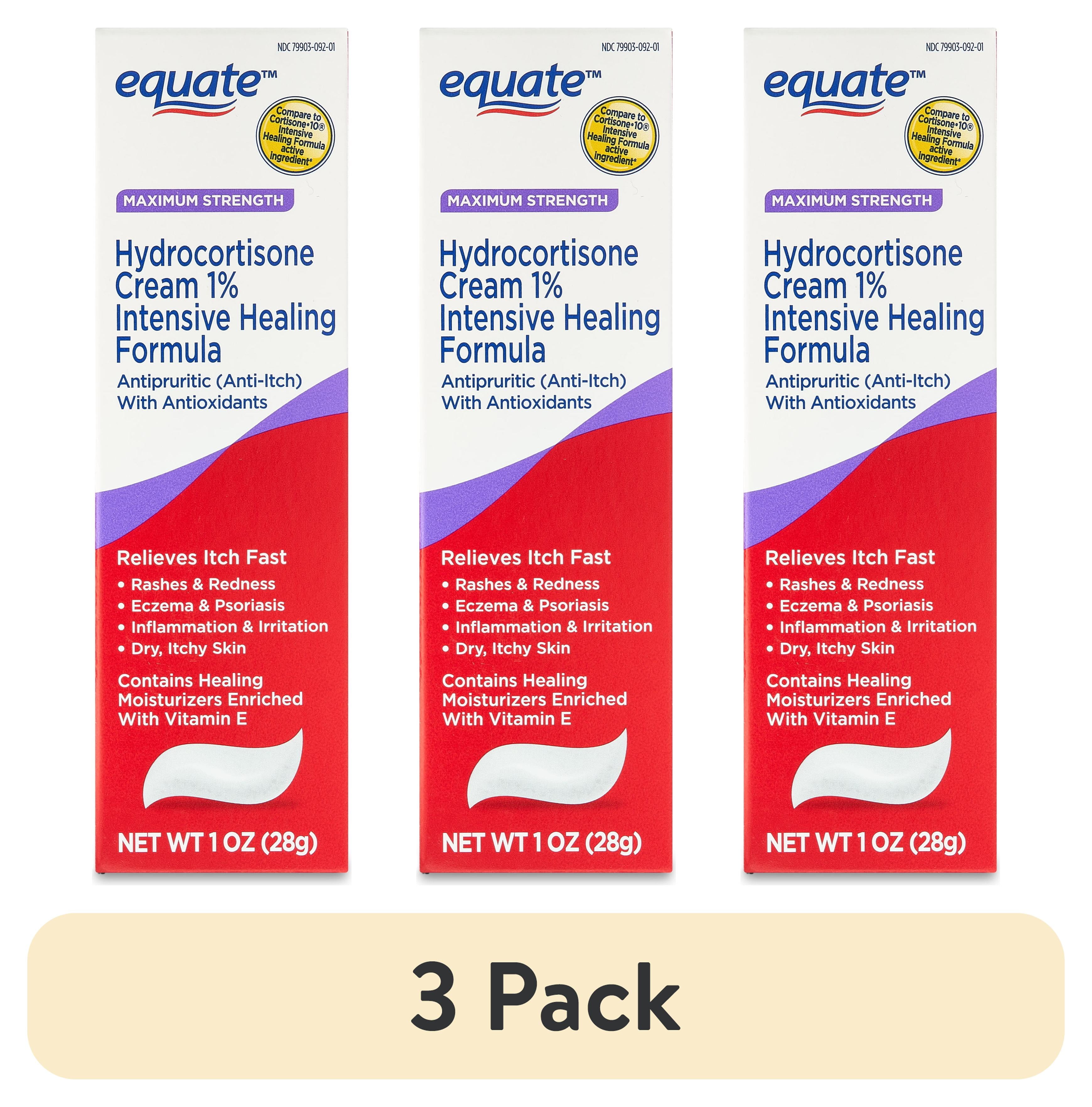 (3 pack) Equate Maximum Strength Anti Itch Hydrocortisone Cream 1% Intensive Healing Formula, 1 oz, Compare to Cortisone.10 Intensive Healing Formula Active Ingredient