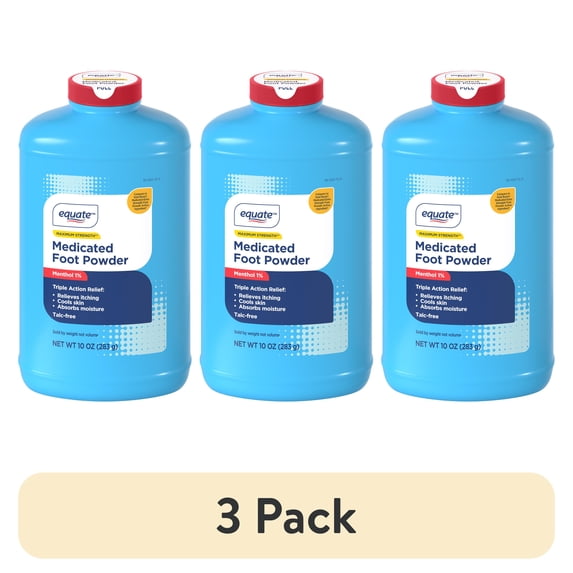 (3 pack) Equate Maximum Strength Medicated Foot Powder, Peppermint ...
