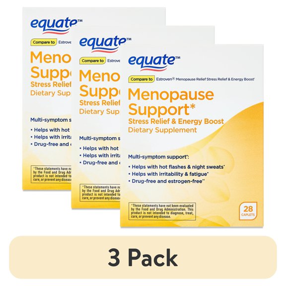 (3 pack) Equate Maximum Strength Menopause Support Black Cohosh Caplets, 28 Count