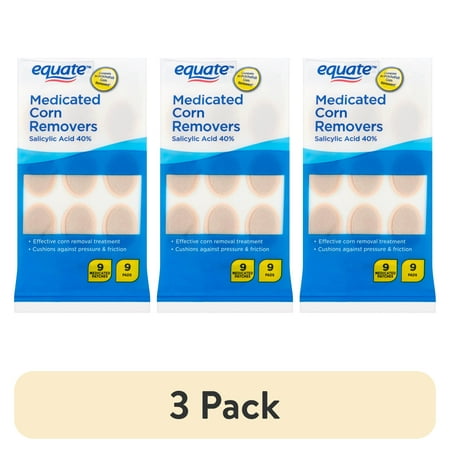 (3 pack) Equate Medicated Corn Removers, 9 Count, Compare to Dr Scholl's® Corn Removers