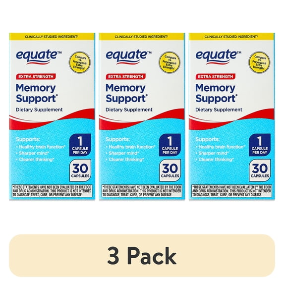 (3 pack) Equate Memory Support Extra Strength Dietary Supplement Capsules, 30 Count, Compare vs. Prevagen® Extra Strength