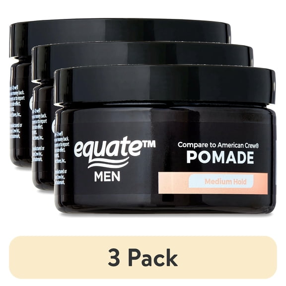 (3 pack) Equate Men Pomade for Medium Hold and High Shine, 3.0 oz, Compare to American Crew®